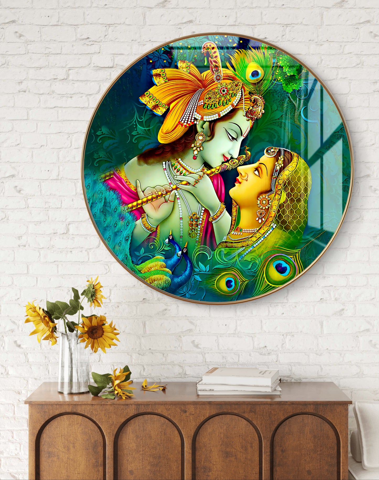 Round RK in green natural background crystal resin