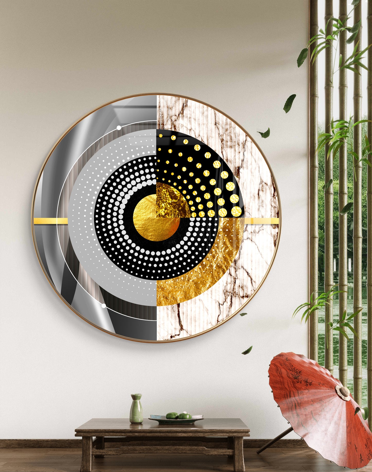 Round circle gold shape art crystal resin
