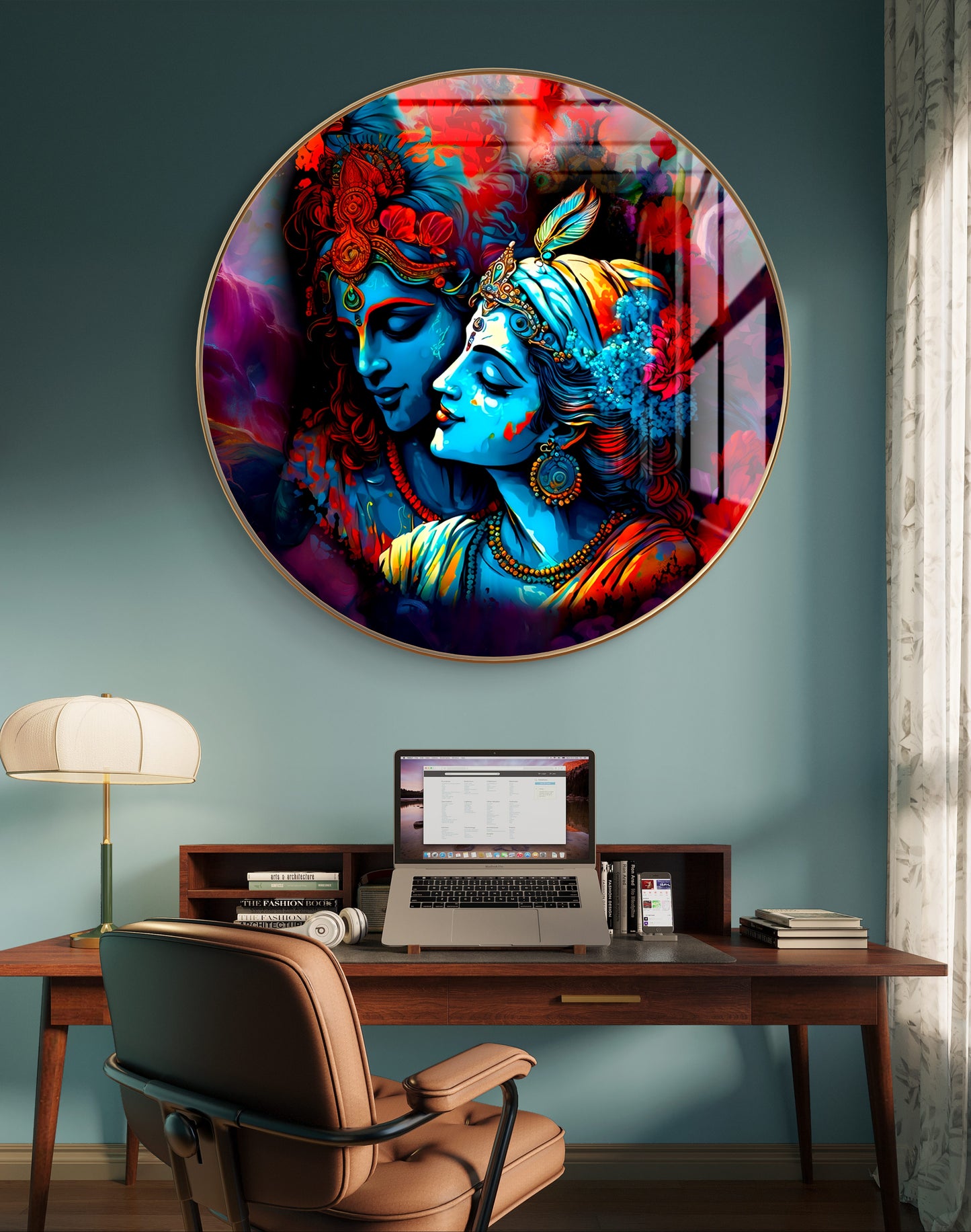 Round abstract colourful brush strokes RK painting crystal resin