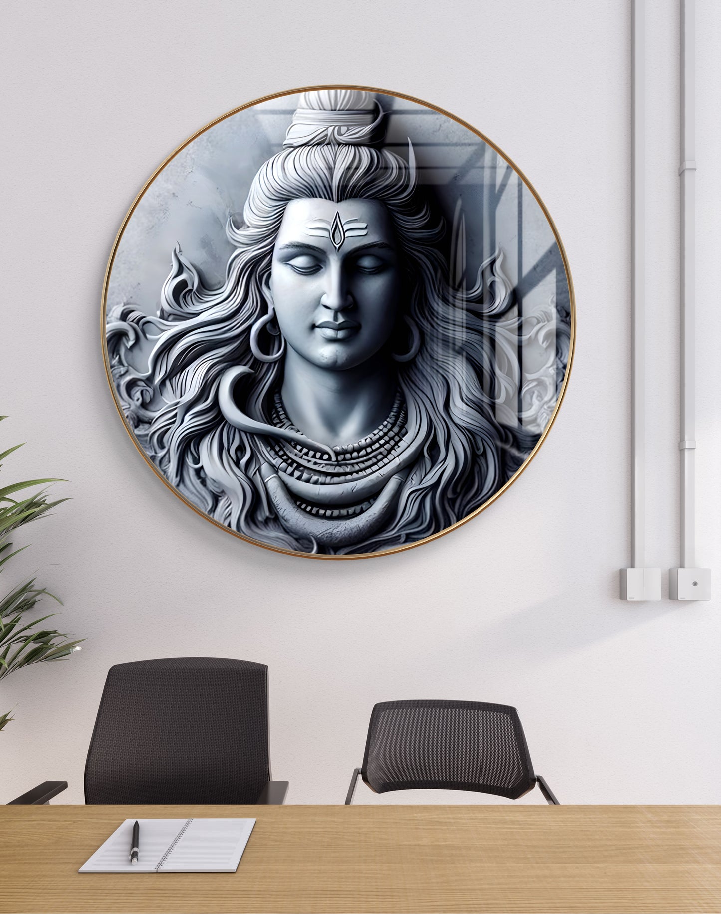 Round blue 3D Shankar statue crystal resin