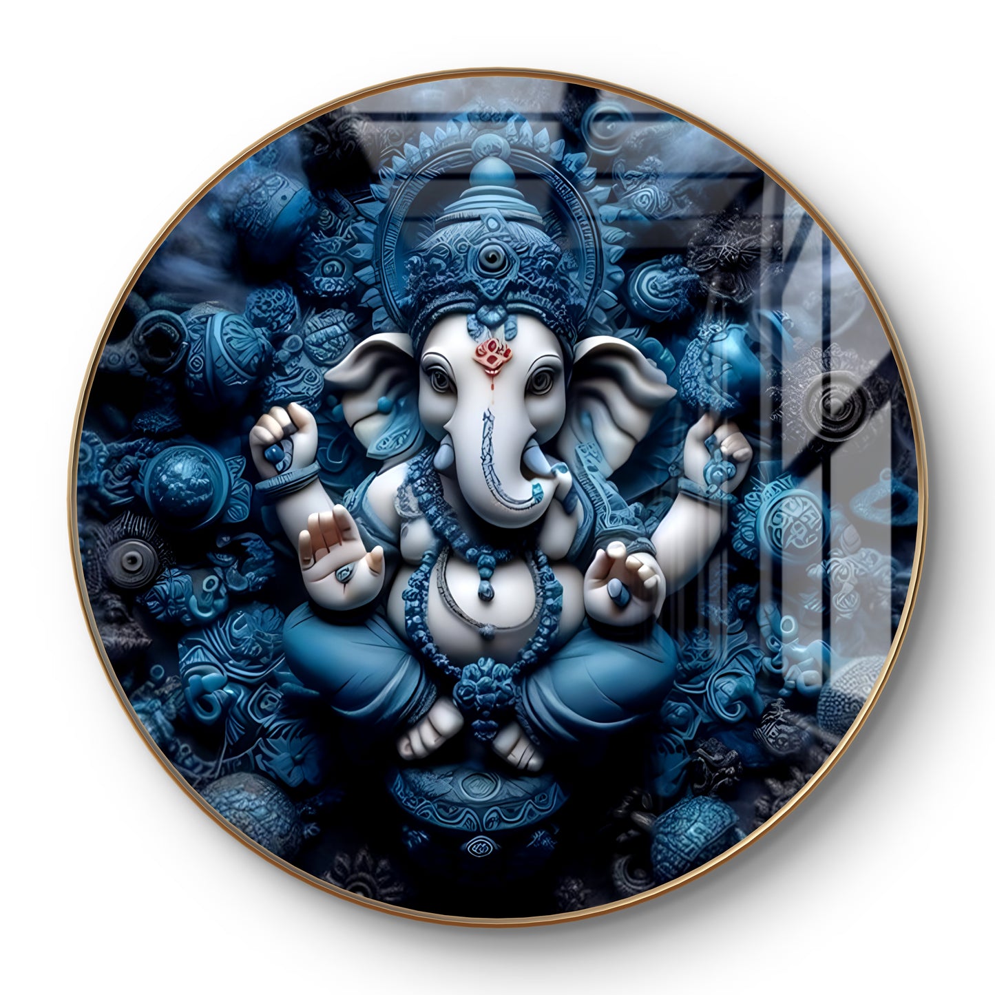 Round blue ganpati crystal resin