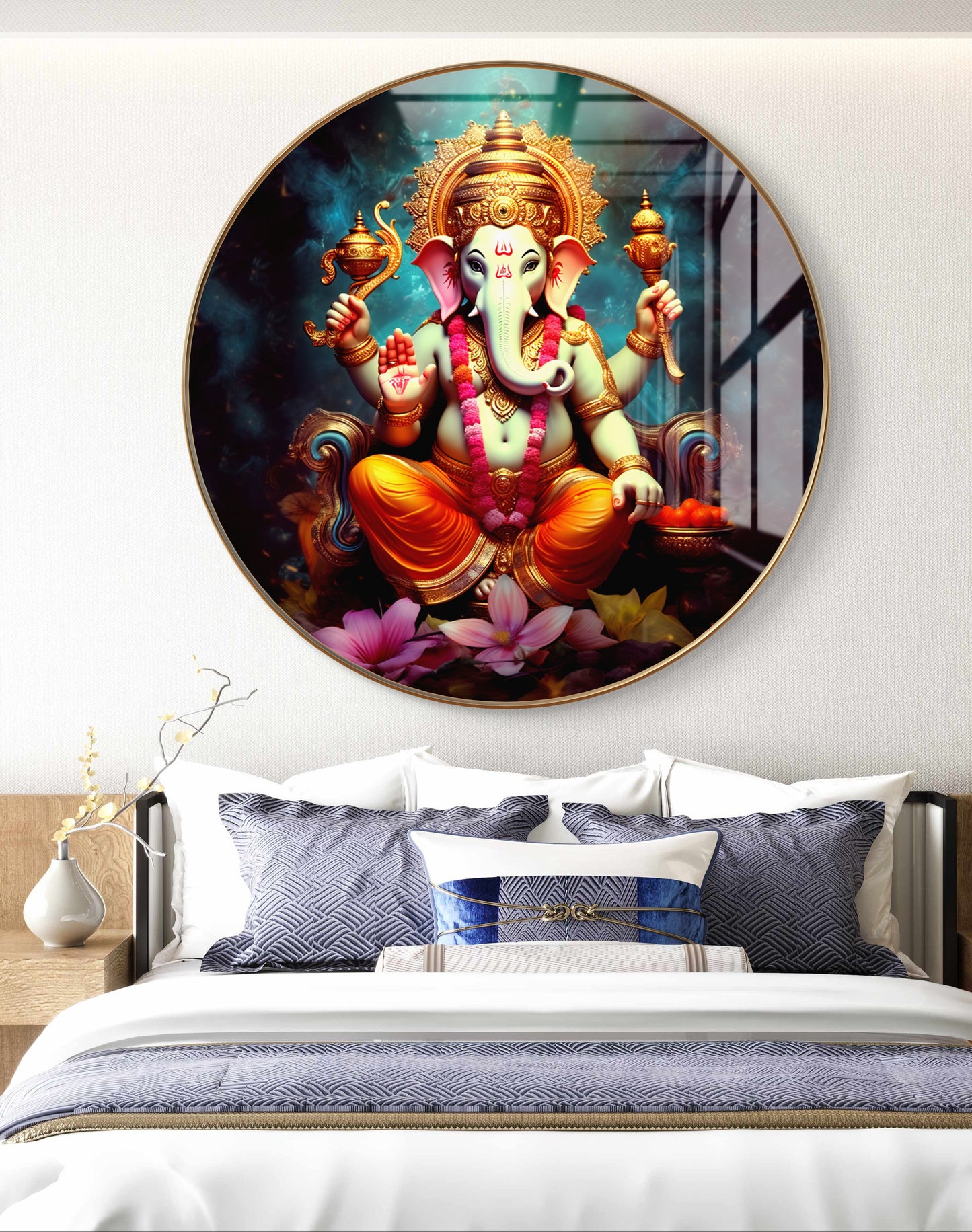 Round ganpati painting crystal resin