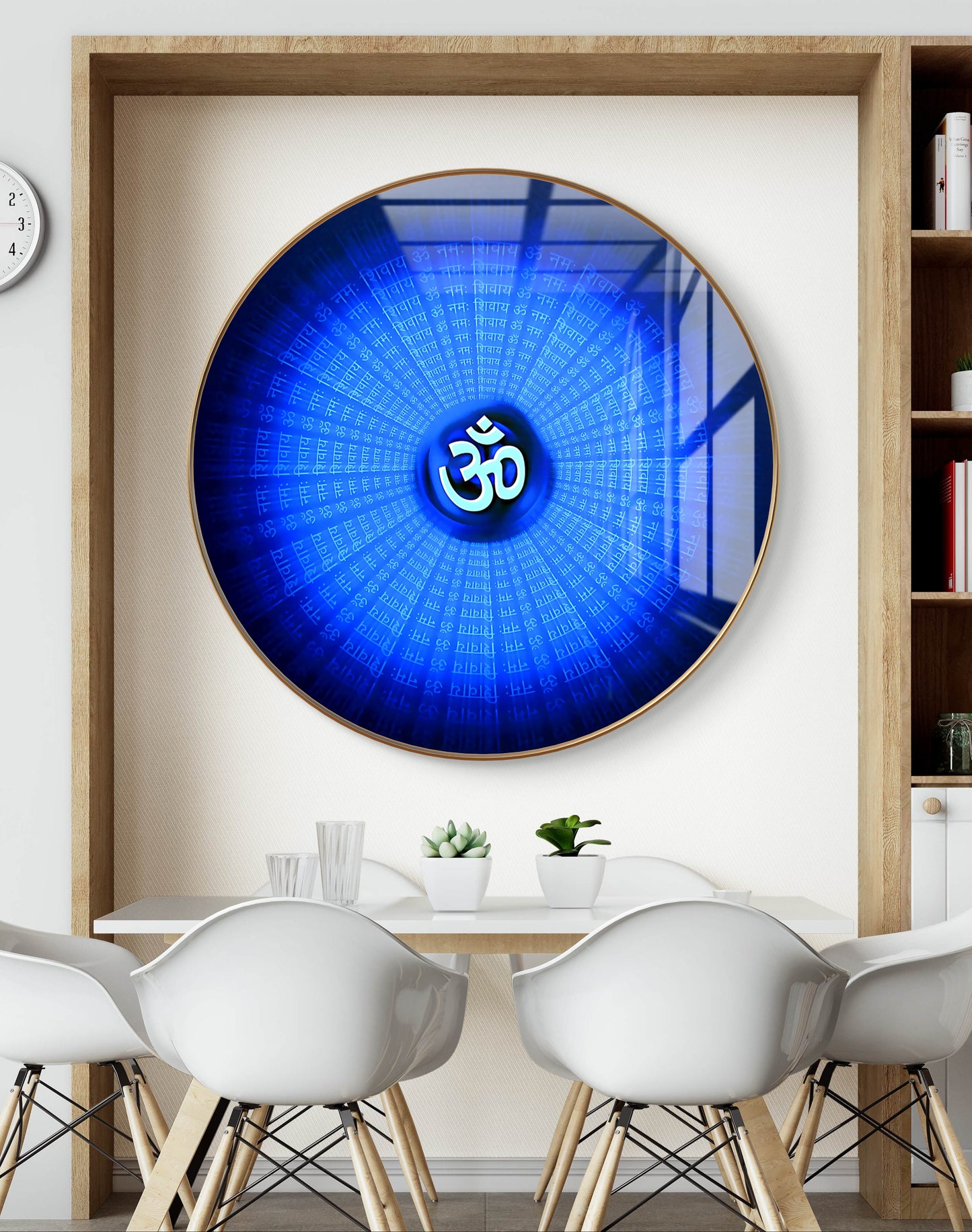 Round blue om for meditation crystal resin