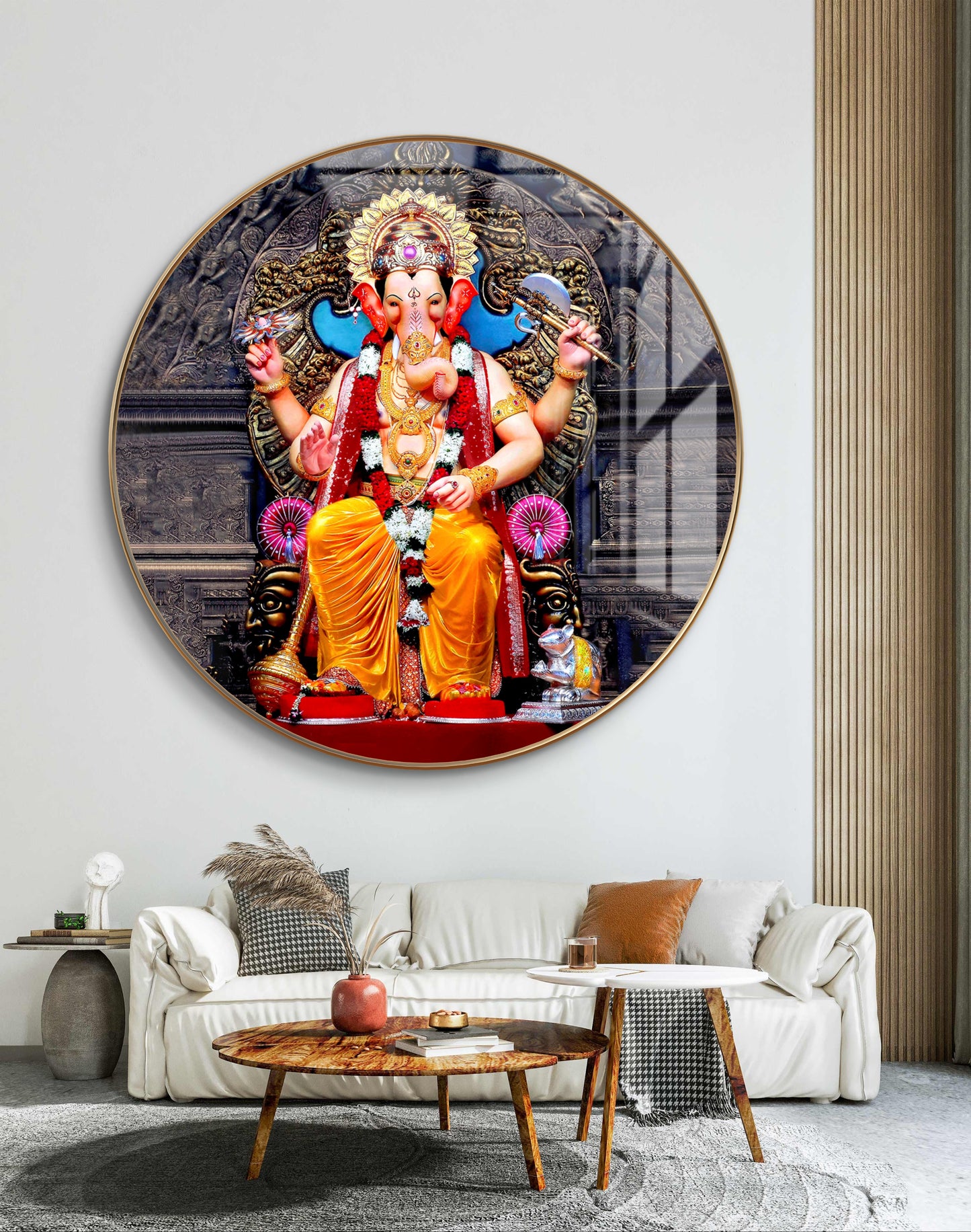 Round lalbaug cha raja (Bombay) ganpati crystal resin