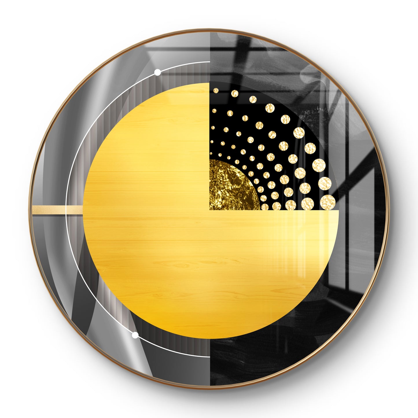 Round half gold abstract Art crystal resin