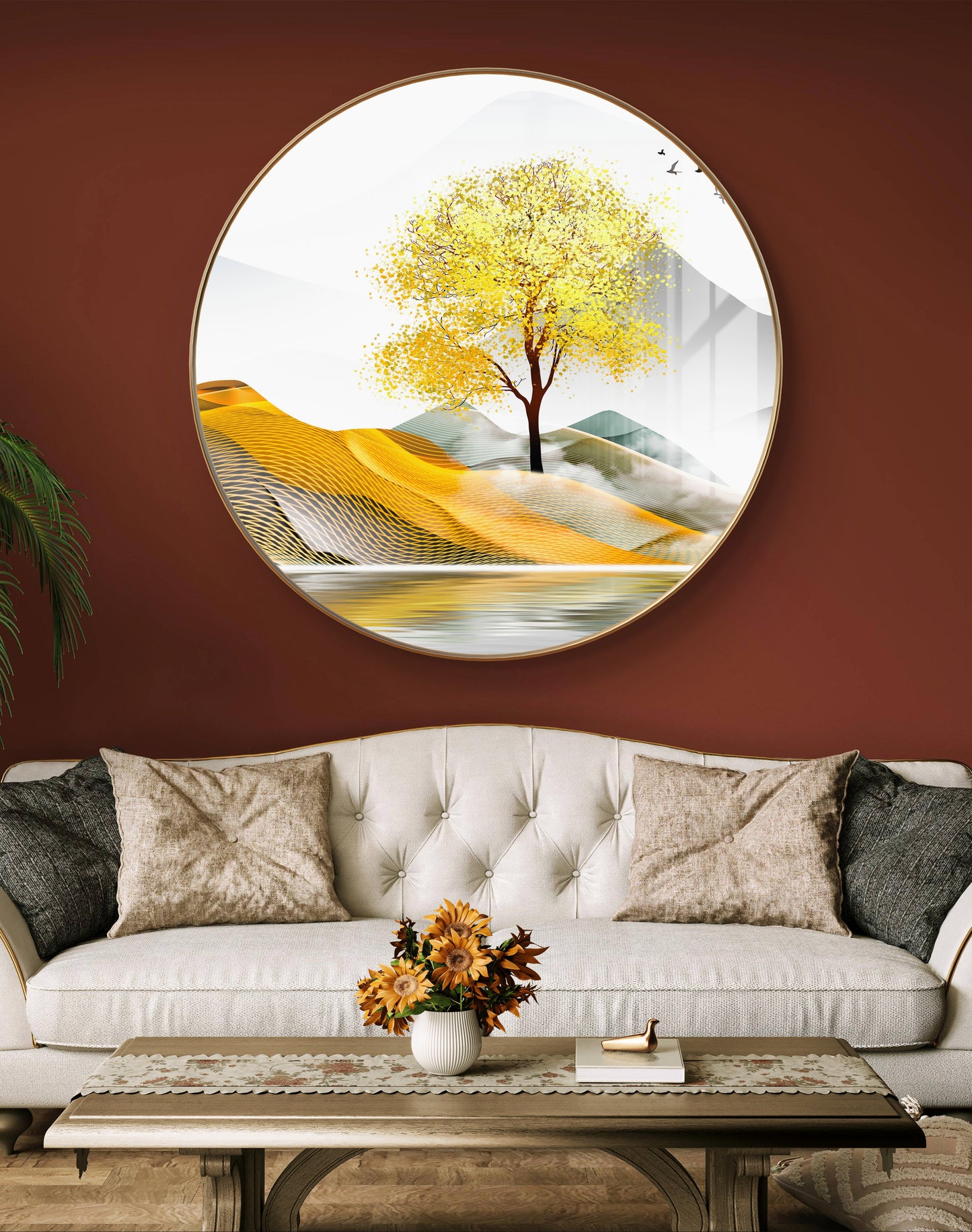 Round aesthetic natural painting crystal resin