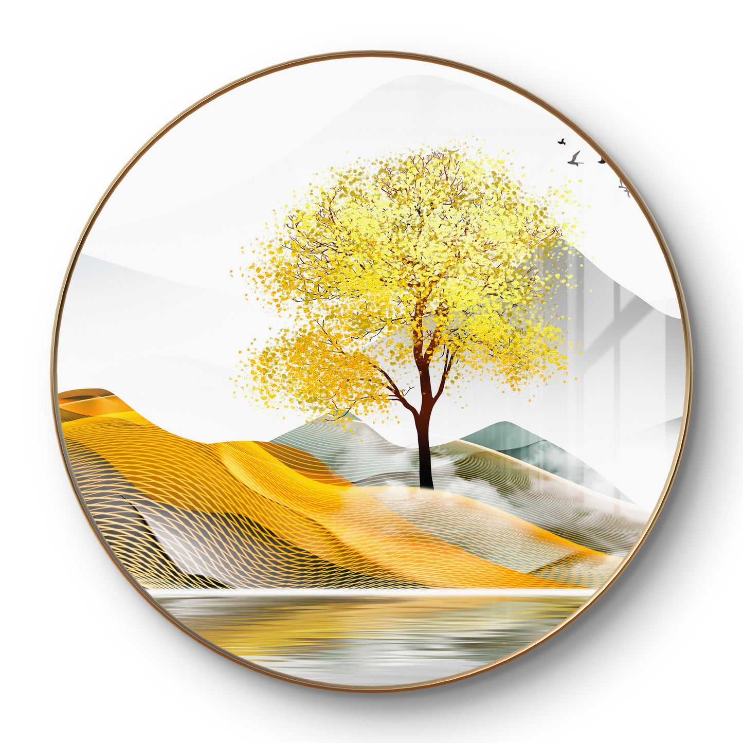 Round aesthetic natural painting crystal resin