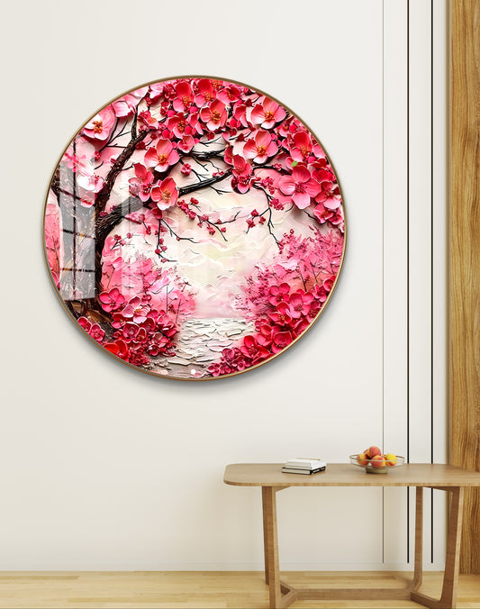 Round red shaded abstract tree crystal resin art work
