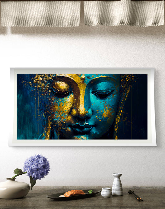 BLUE AND GOLD BUDDHA FACE digital download