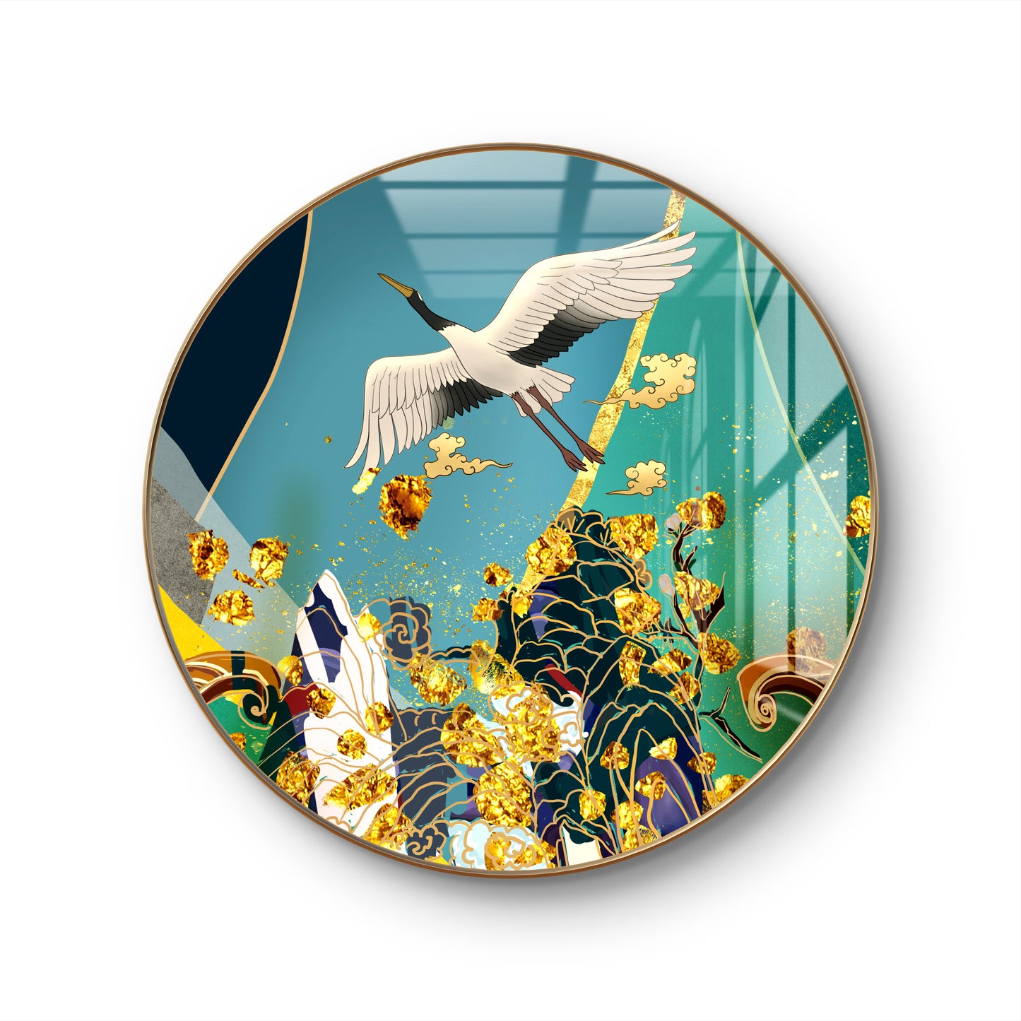 Round bird abstract crystal resin art work