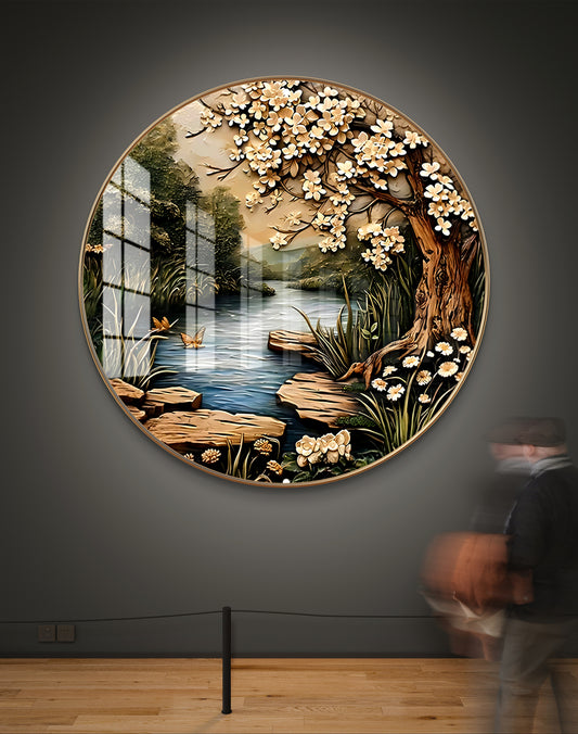 Round river nature landscape cystal resin art work