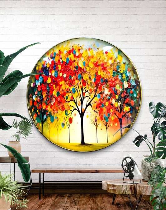 round colourfull abstract tree crystal resin art work