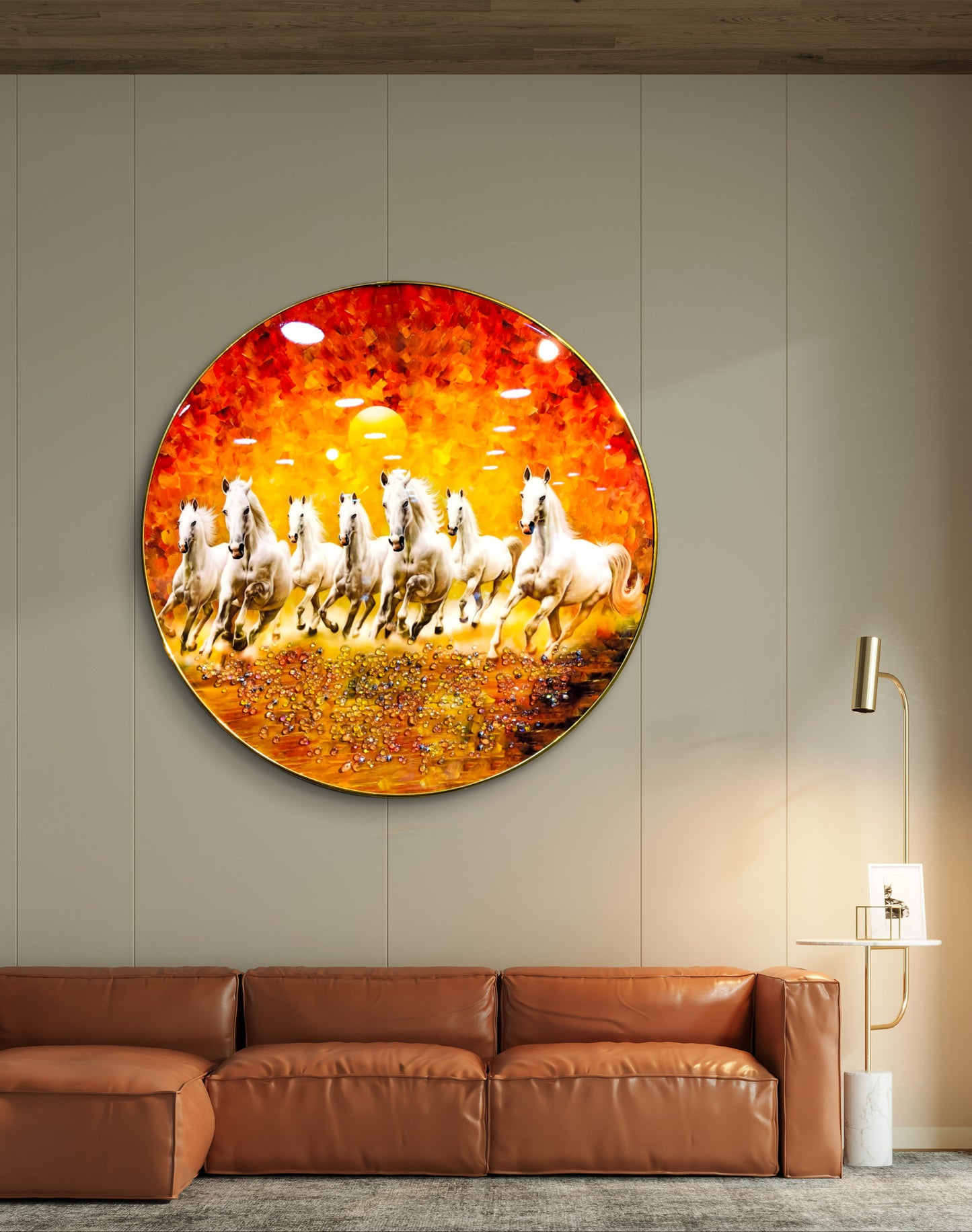 ROUND CRYSTAL RAISIN VIBRANT VASTU 7 WHITE  HORSE