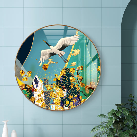 Round bird abstract crystal resin art work