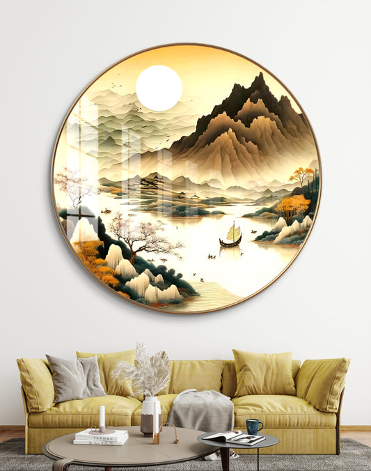 Round natural crystal resin art work