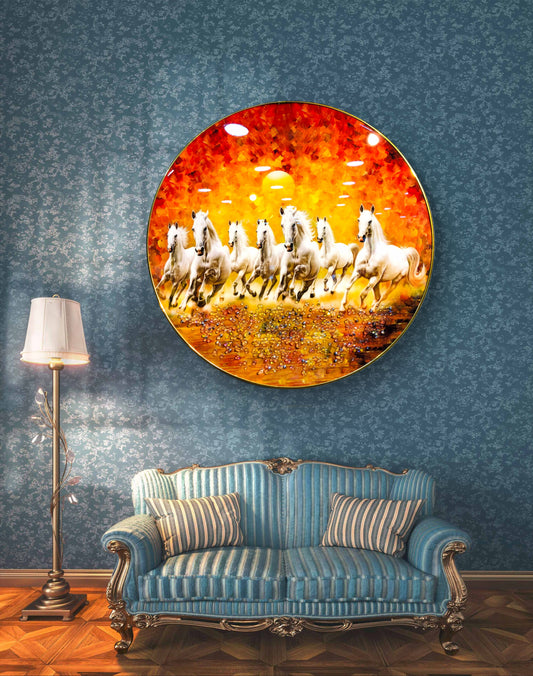 ROUND CRYSTAL RAISIN VIBRANT VASTU 7 WHITE  HORSE