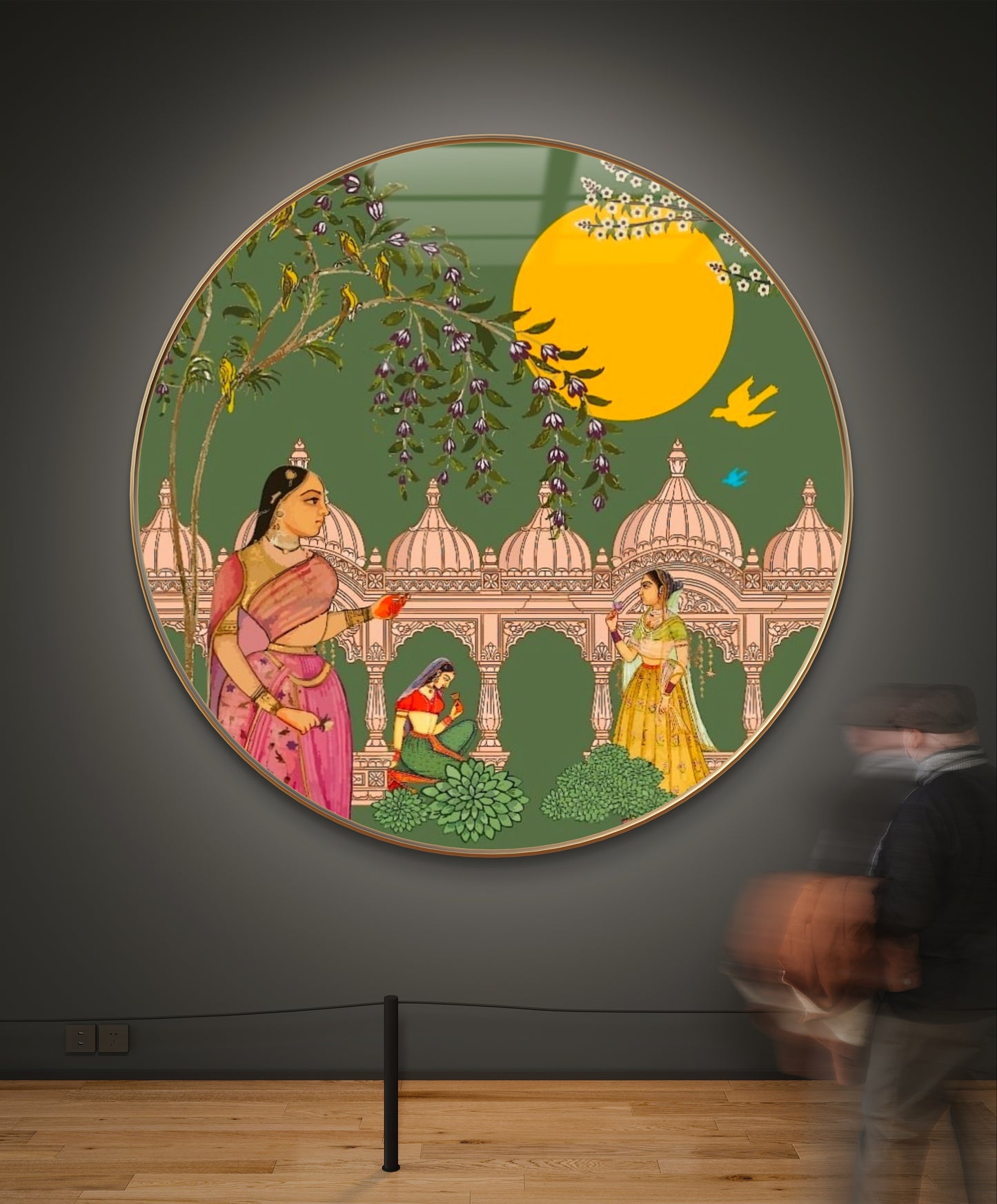 Round resin crystal Ragini traditional pichwai painting