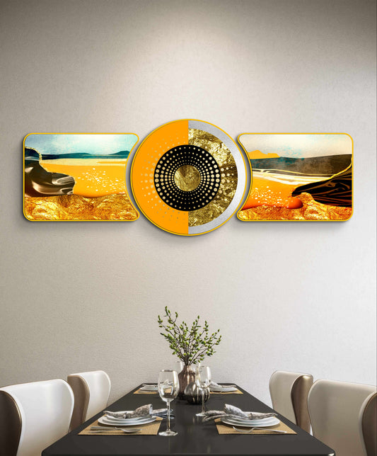Framed Crystal Glass Framed Wall Paintings For Wall Decoration at Home & Wall Decoration items - set of 3 abstract art