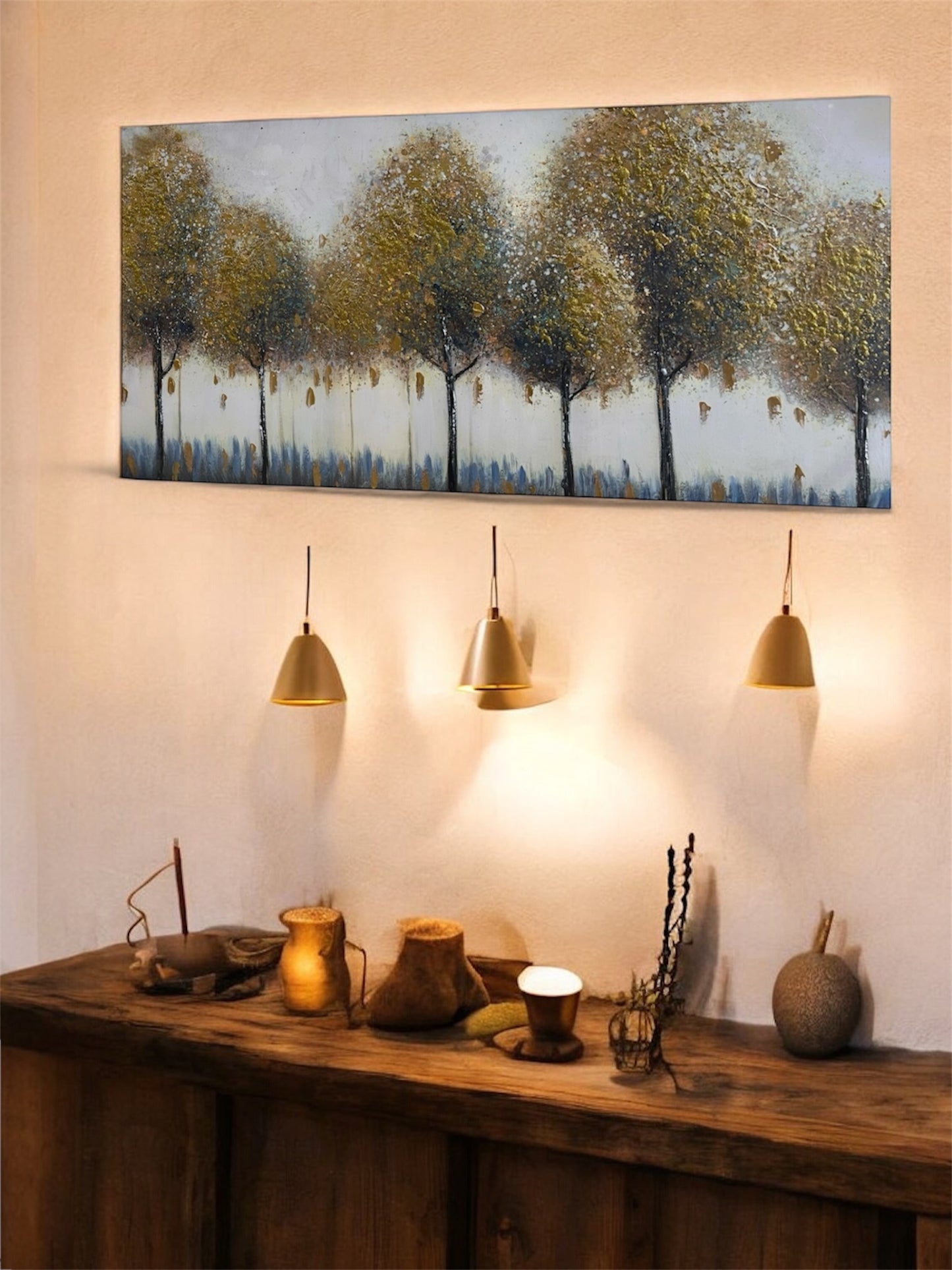 Golden Canopy at Dusk - Handmade canvas painting