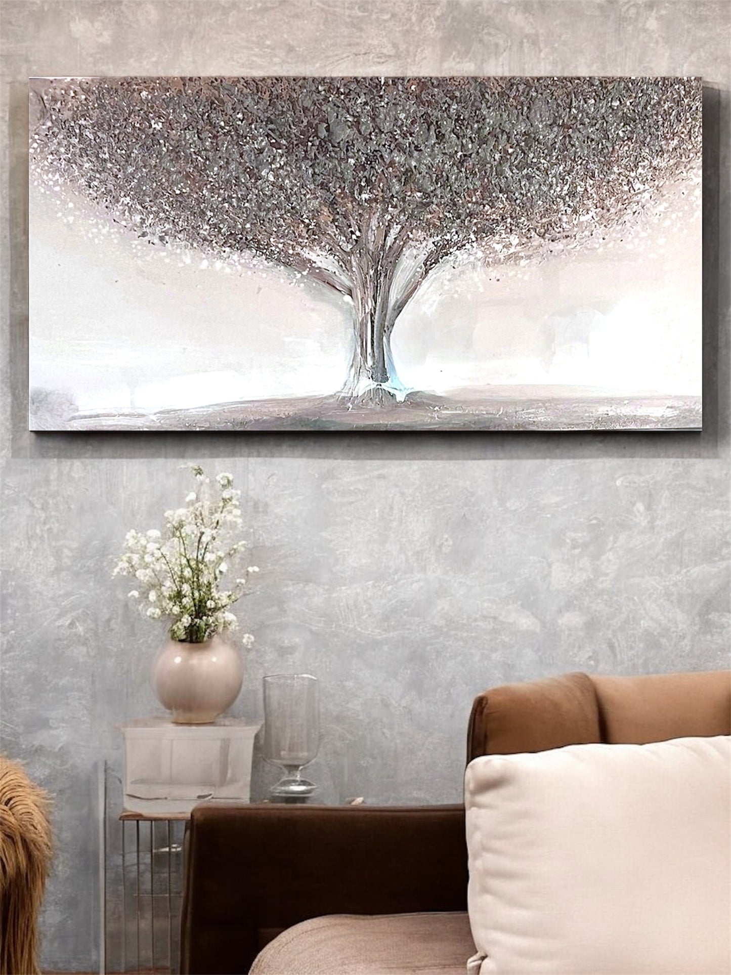 Handmade canvas painting - ''Silver Solitude''