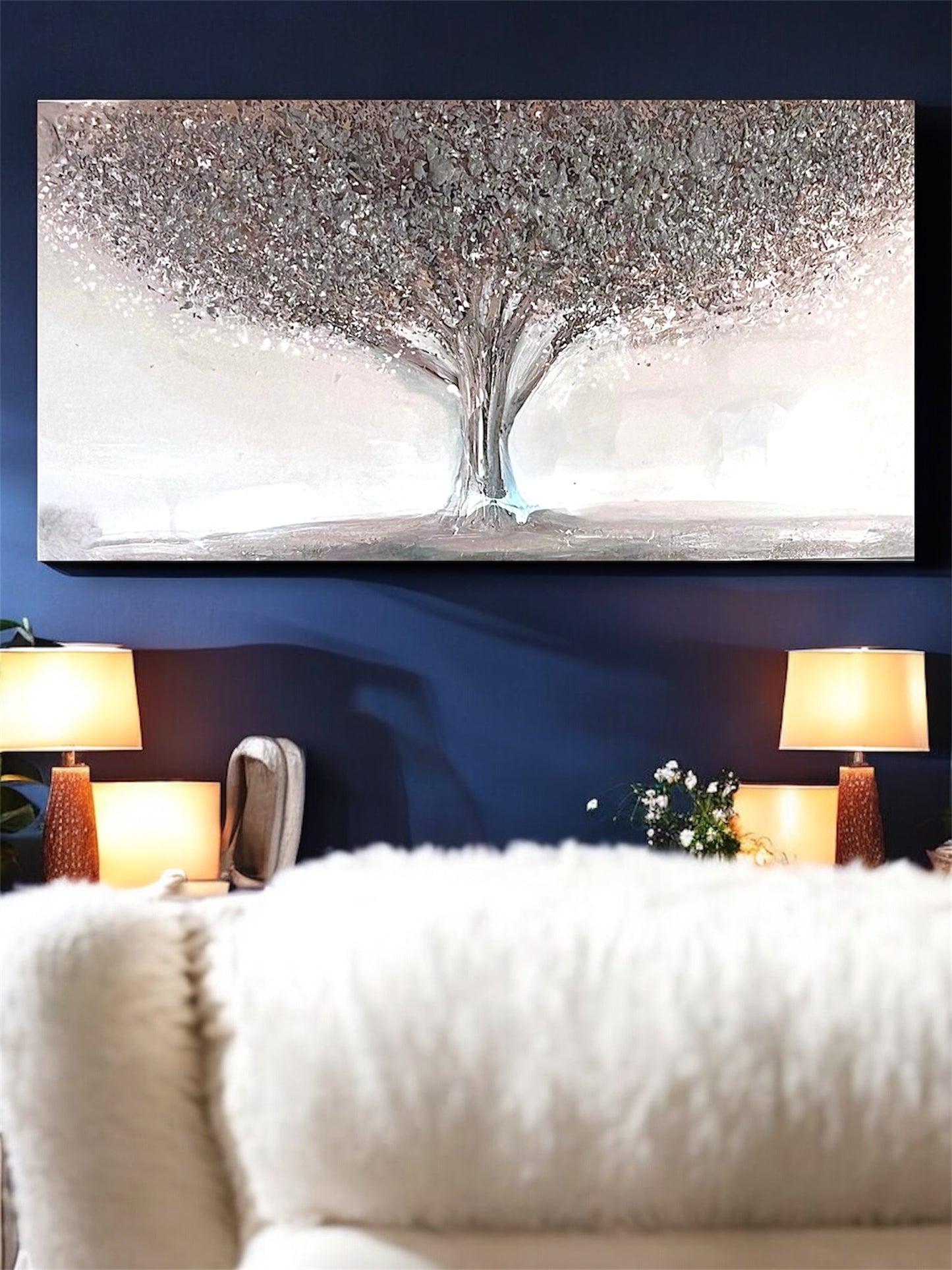 Handmade canvas painting - ''Silver Solitude''