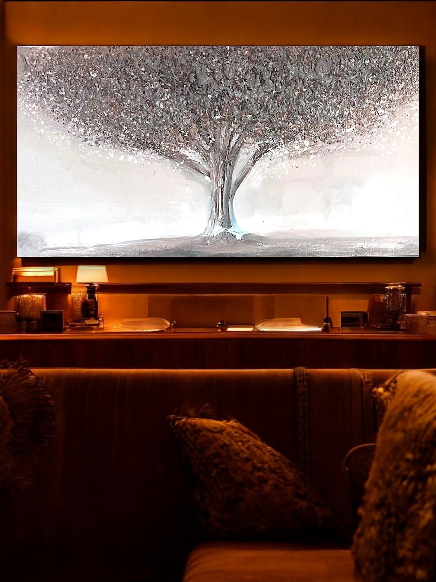 Handmade canvas painting - ''Silver Solitude''