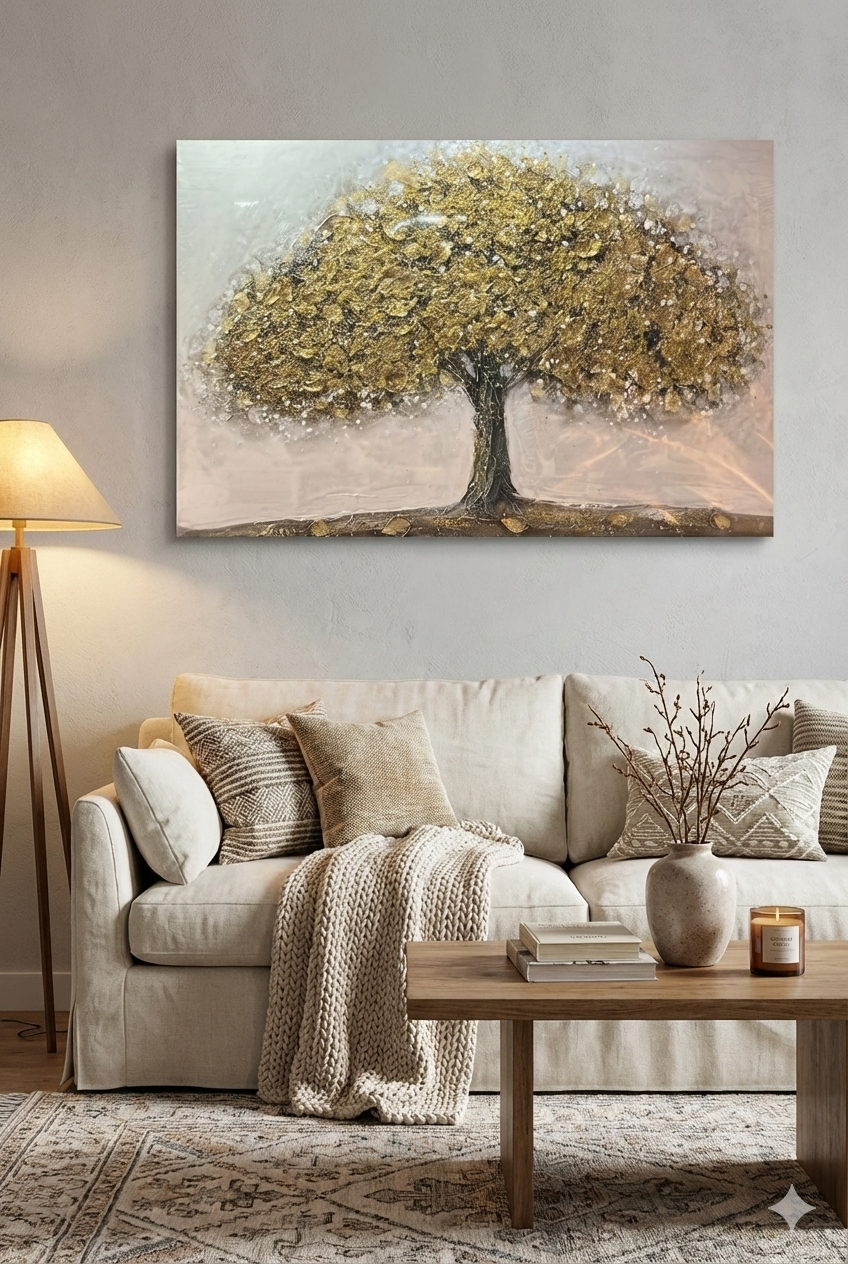 Handmade canvas painting - "Silver Horizon"