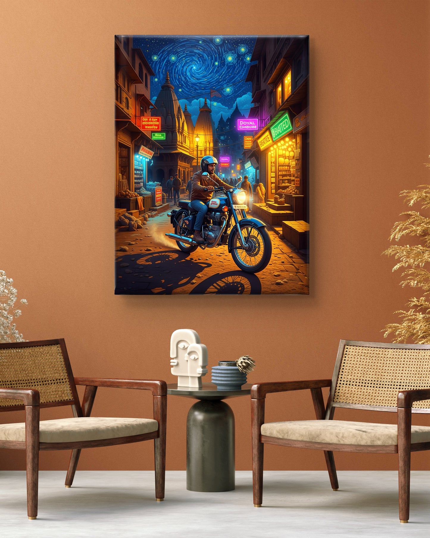 CANVAS PAINTING ( Night Ride Through the Bazaar )