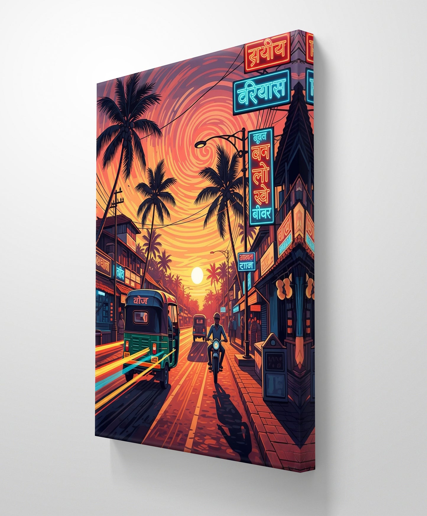 Sunset Streets of the Coastal Town - CANVAS PAINTINGS, GALLERY WRAPS