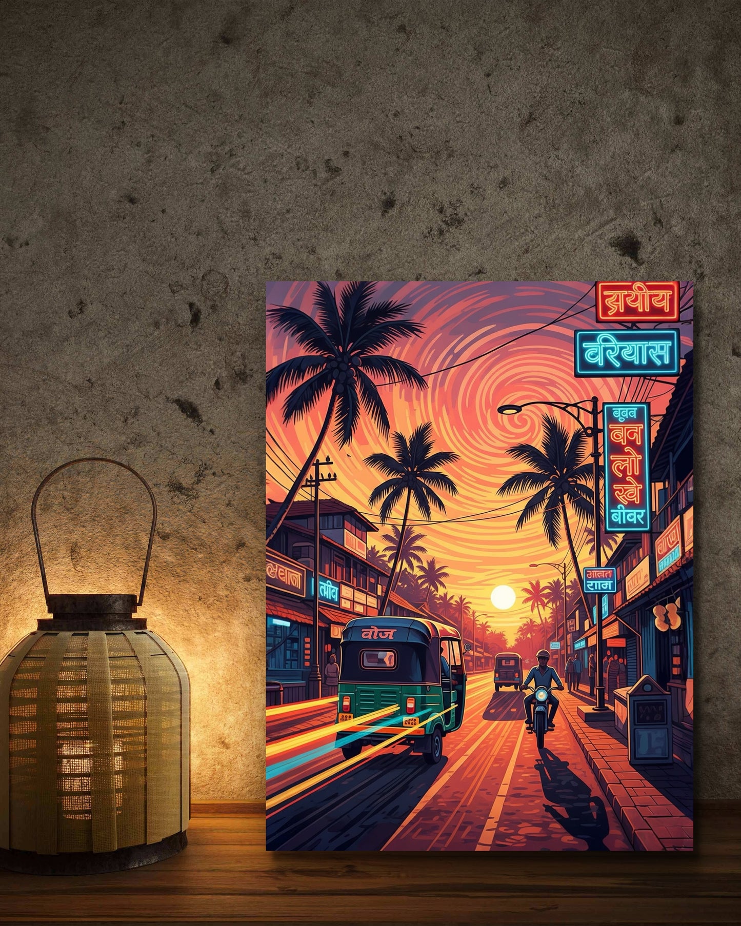 Sunset Streets of the Coastal Town - CANVAS PAINTINGS, GALLERY WRAPS