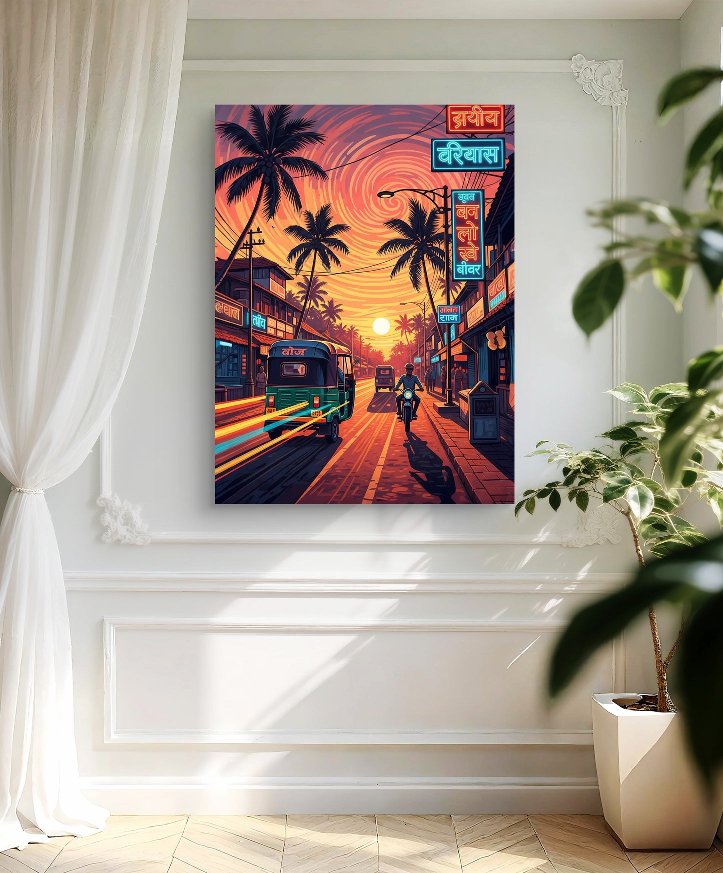 Sunset Streets of the Coastal Town - CANVAS PAINTINGS, GALLERY WRAPS