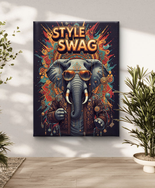elephant wearing sunglasses and a jacket - ELEPHANTCANVAS PAINTING