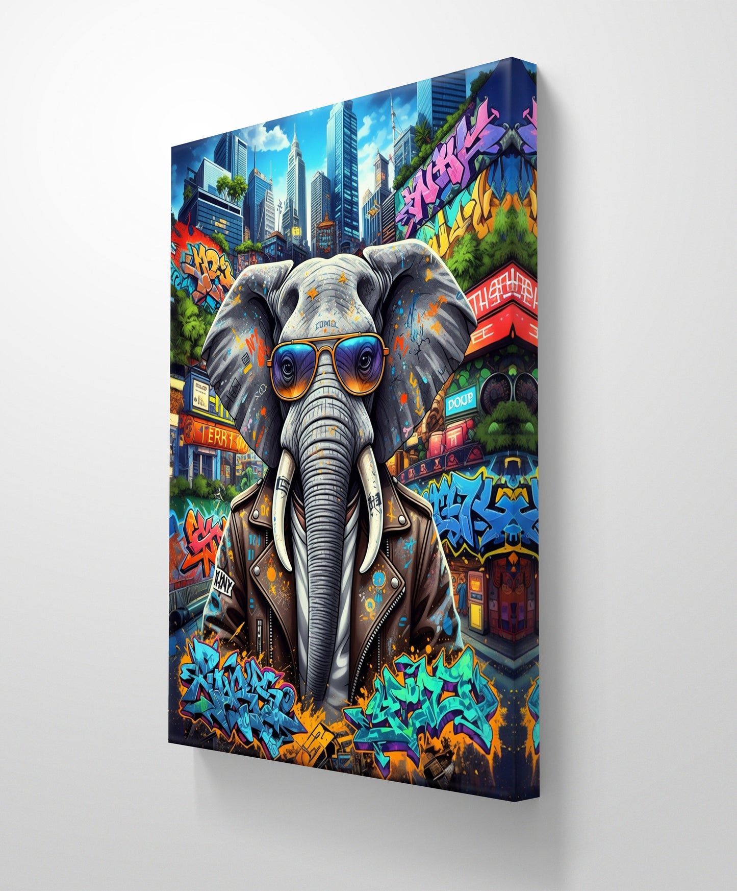 Colorful Wild Elephant Modern Wall Art - CANVAS PAINTING
