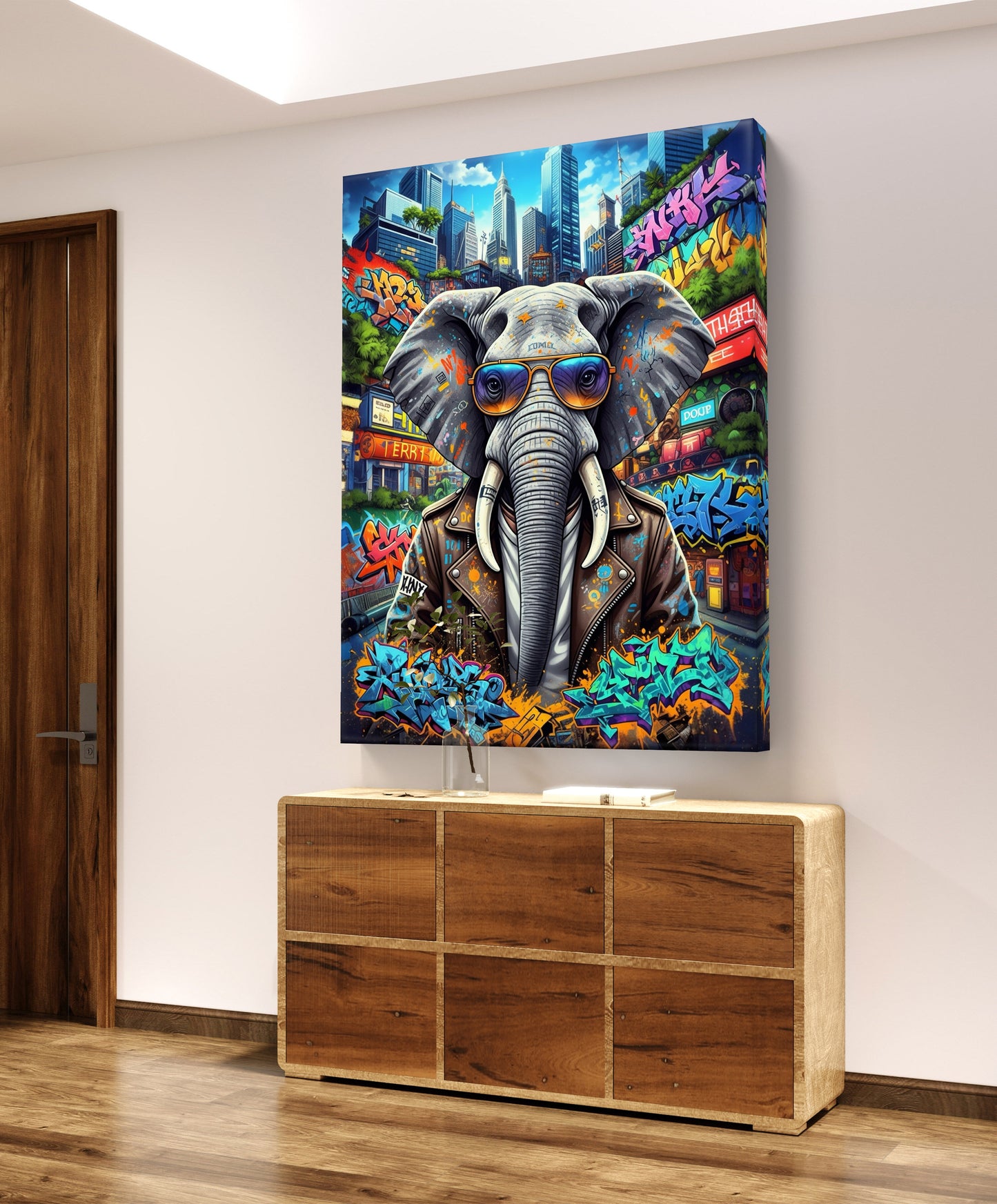 Colorful Wild Elephant Modern Wall Art - CANVAS PAINTING