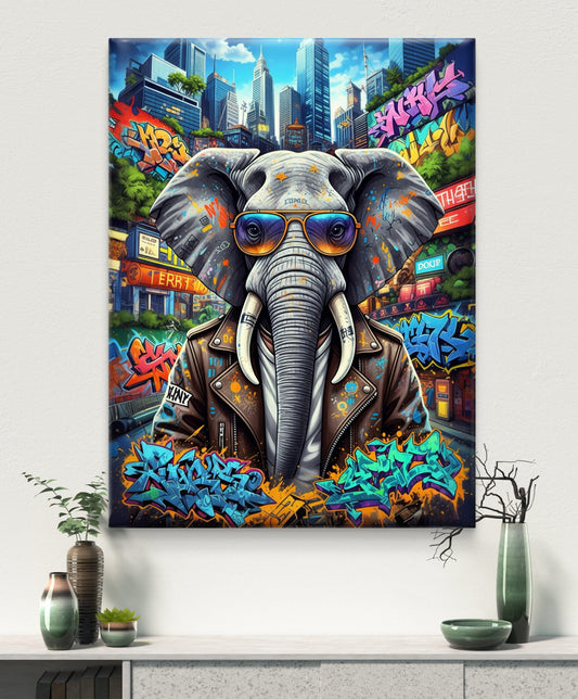 Colorful Wild Elephant Modern Wall Art - CANVAS PAINTING