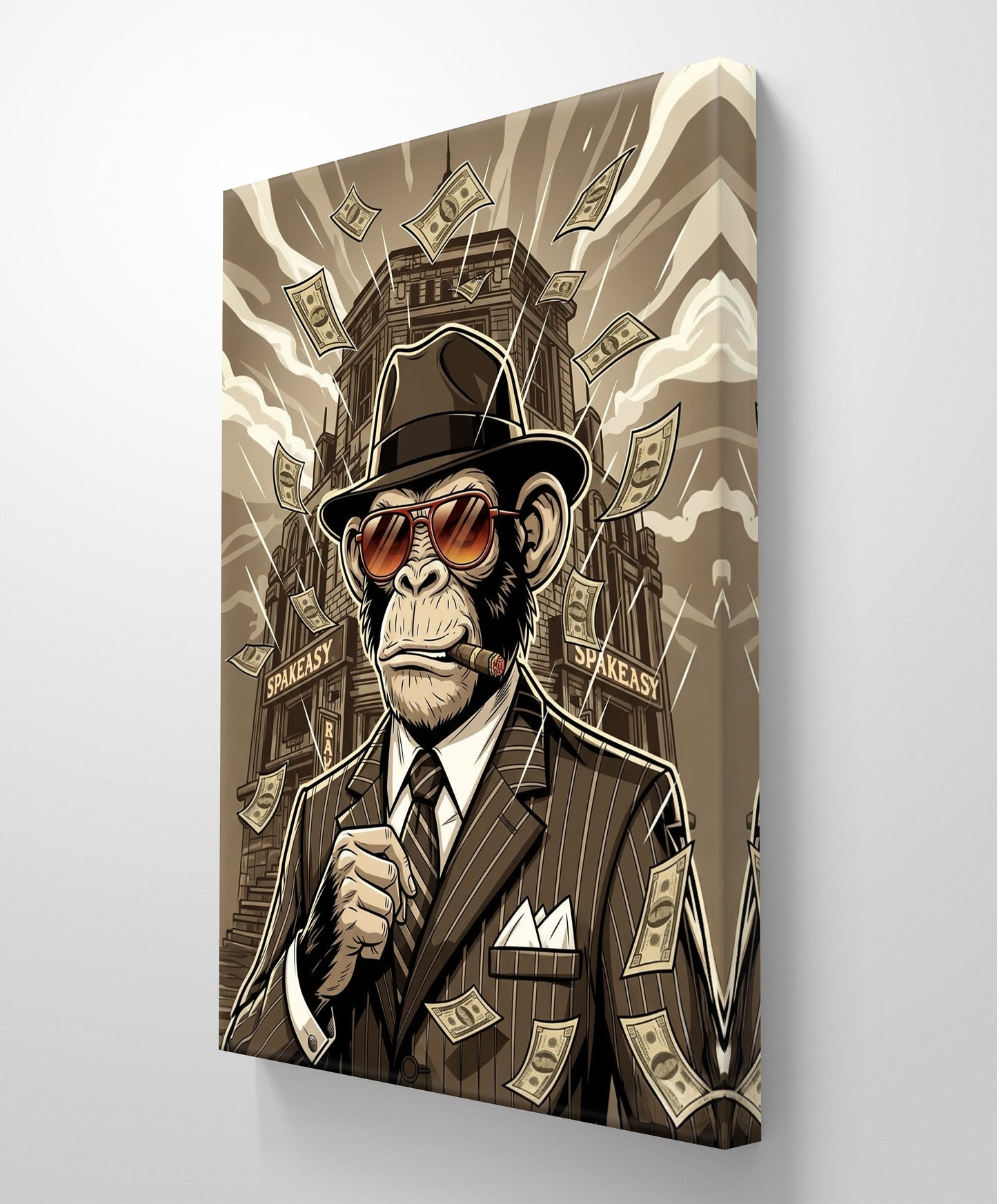 9-5 JOB MONKEY SMOKING CIGAR CANVAS PAINTING