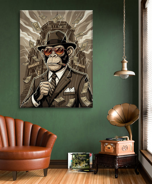 9-5 JOB MONKEY SMOKING CIGAR CANVAS PAINTING