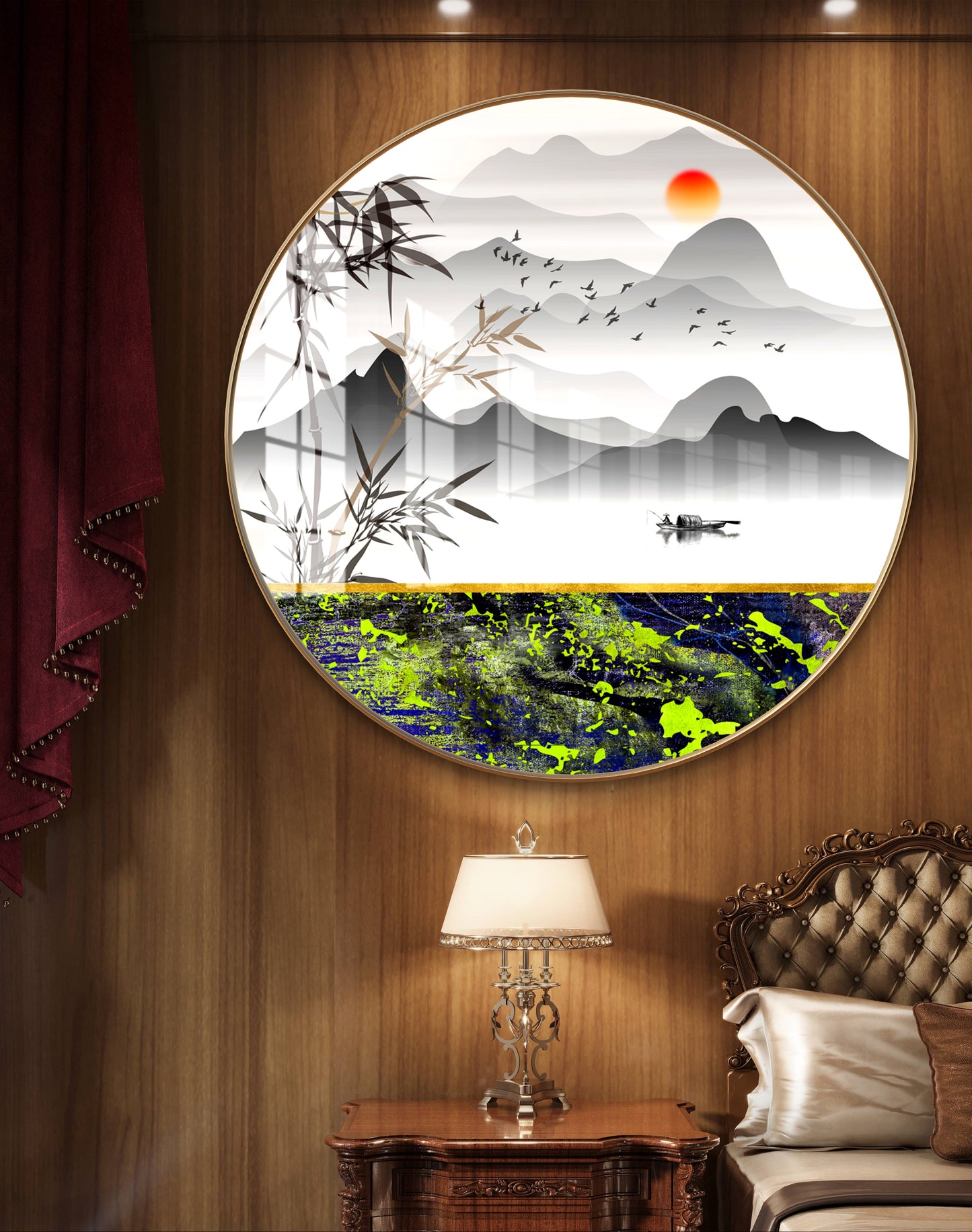 Round natural crystal resin art work