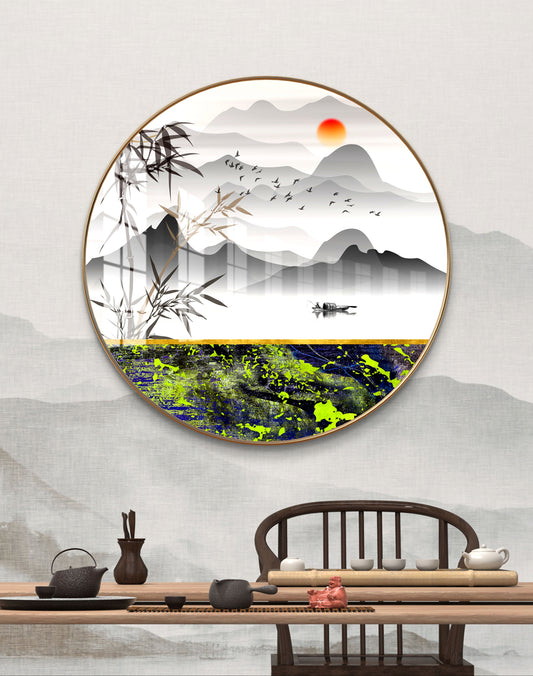 Round natural crystal resin art work