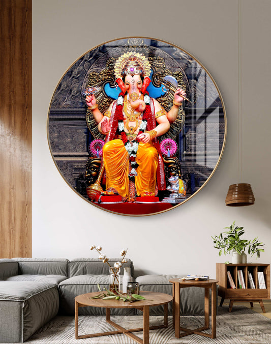 Round lalbaug cha raja (Bombay) ganpati crystal resin