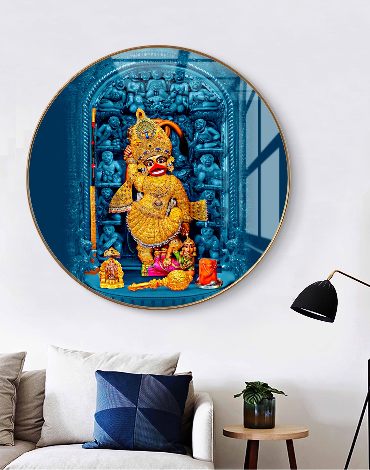 Round sarangpur Hanuman idol 3D statue gold crystal resin