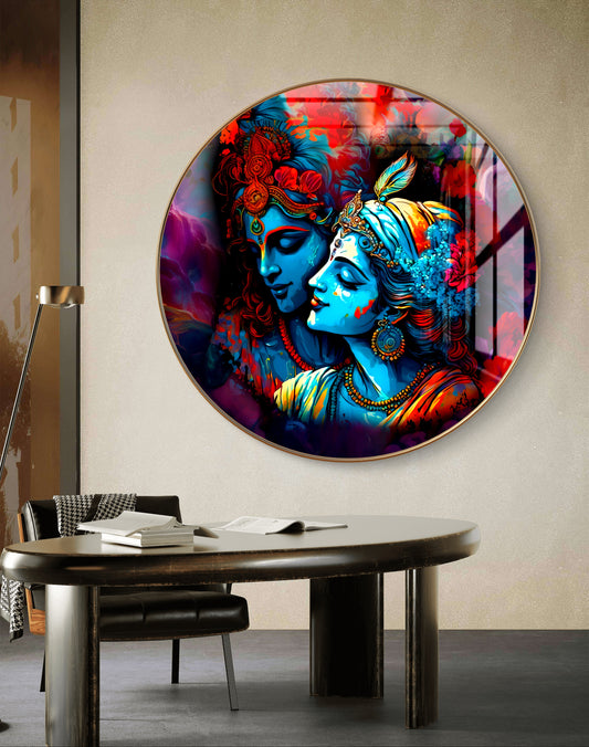 Round abstract colourful brush strokes RK painting crystal resin