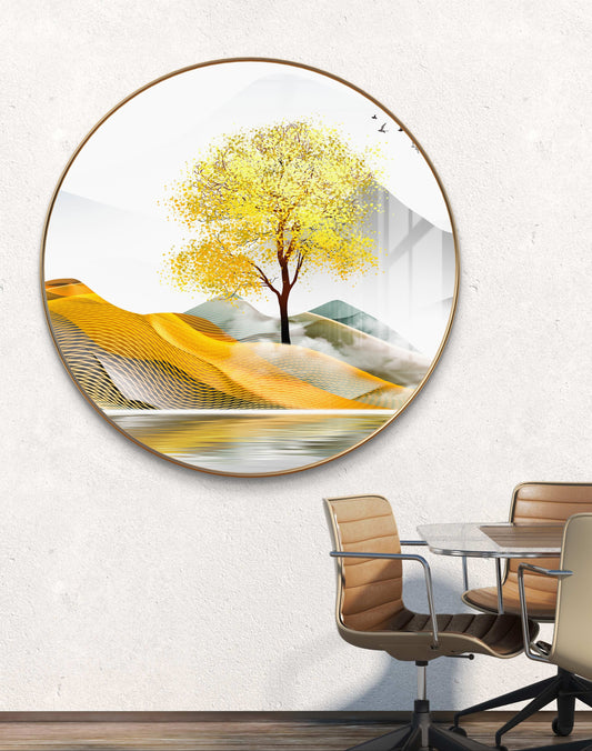 Round aesthetic natural painting crystal resin