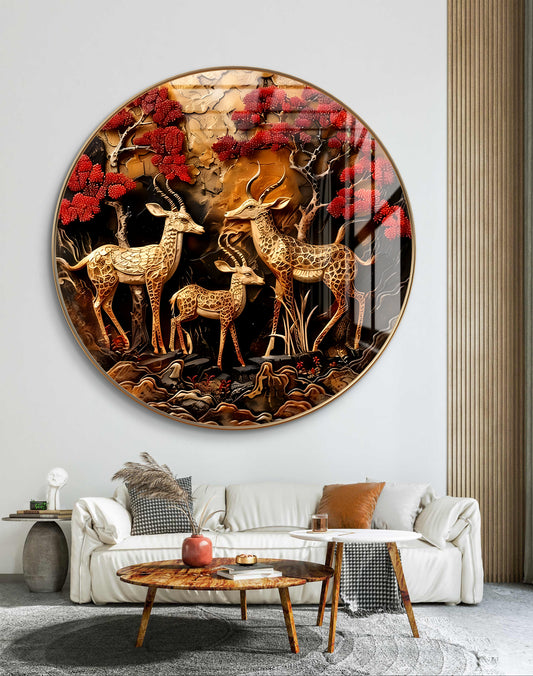 Round cooper 3D deer crystal resin
