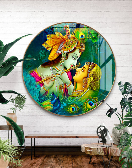 Round RK in green natural background crystal resin