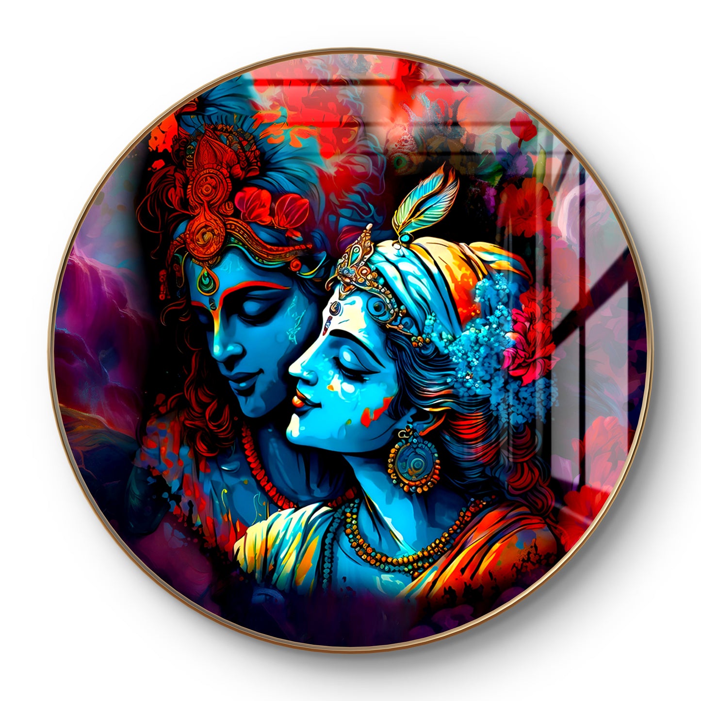 Round abstract colourful brush strokes RK painting crystal resin