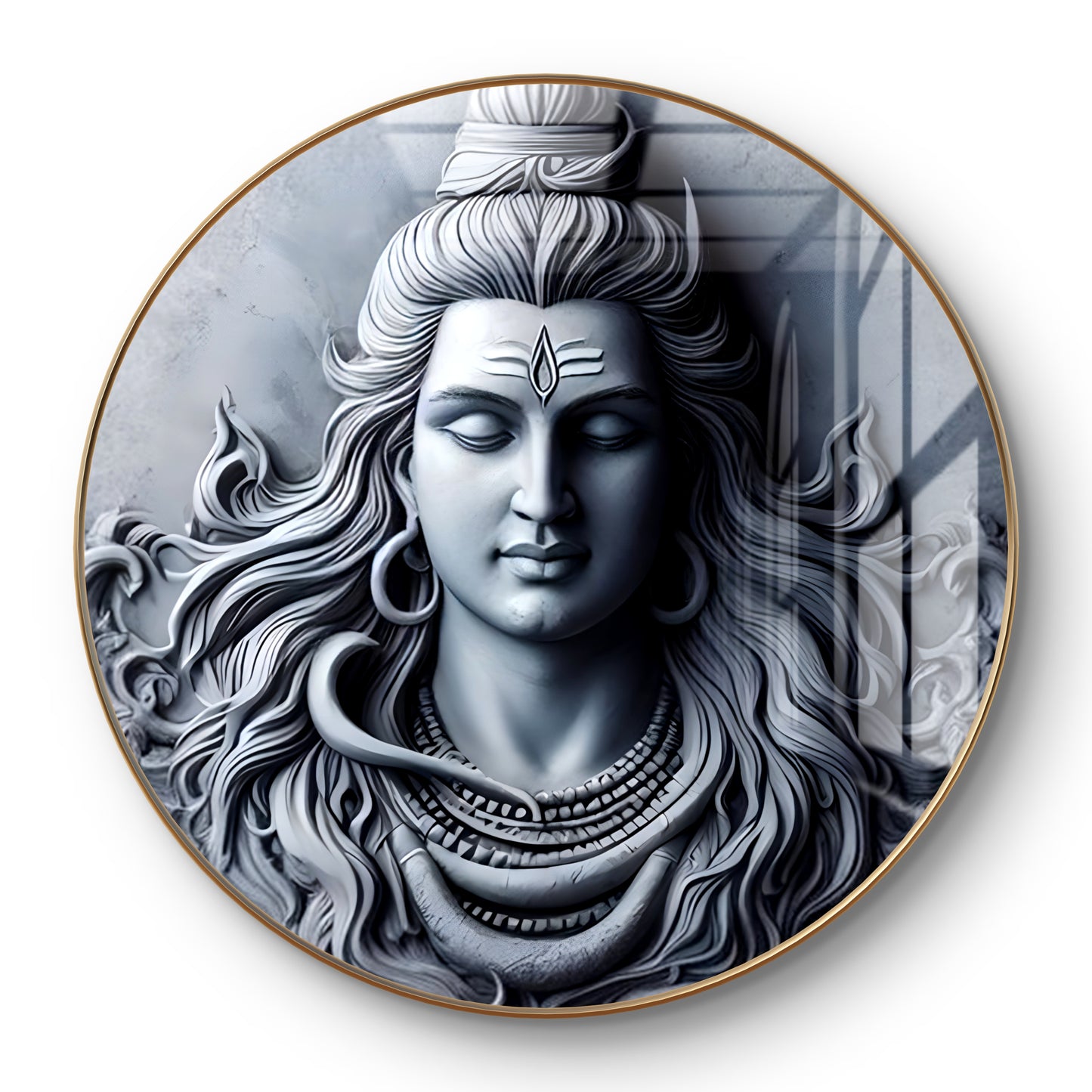 Round blue 3D Shankar statue crystal resin