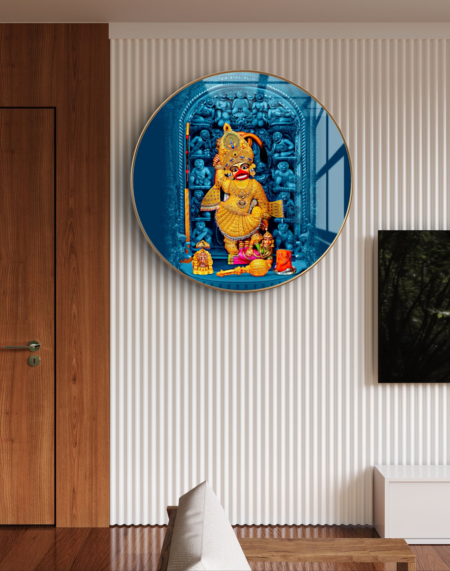 Round sarangpur Hanuman idol 3D statue gold crystal resin