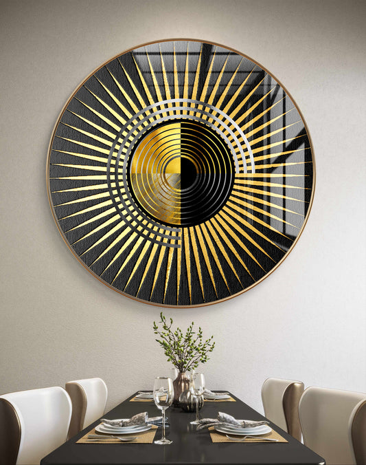 Round golden & black abstract spheres crystal resin