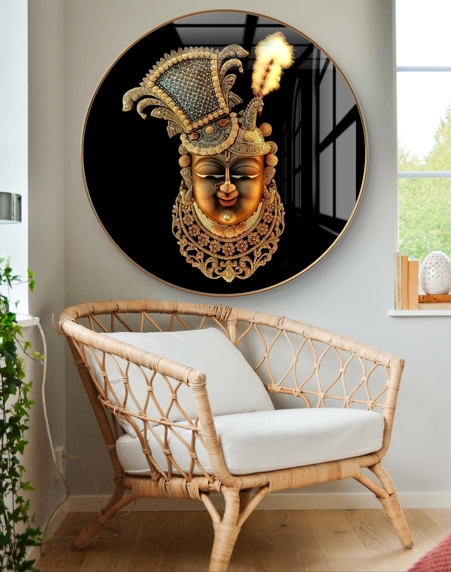 Round Shreenathji face made of crystal resin